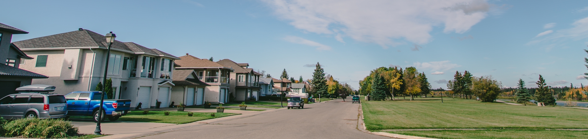 Row of houses facing the riverbank