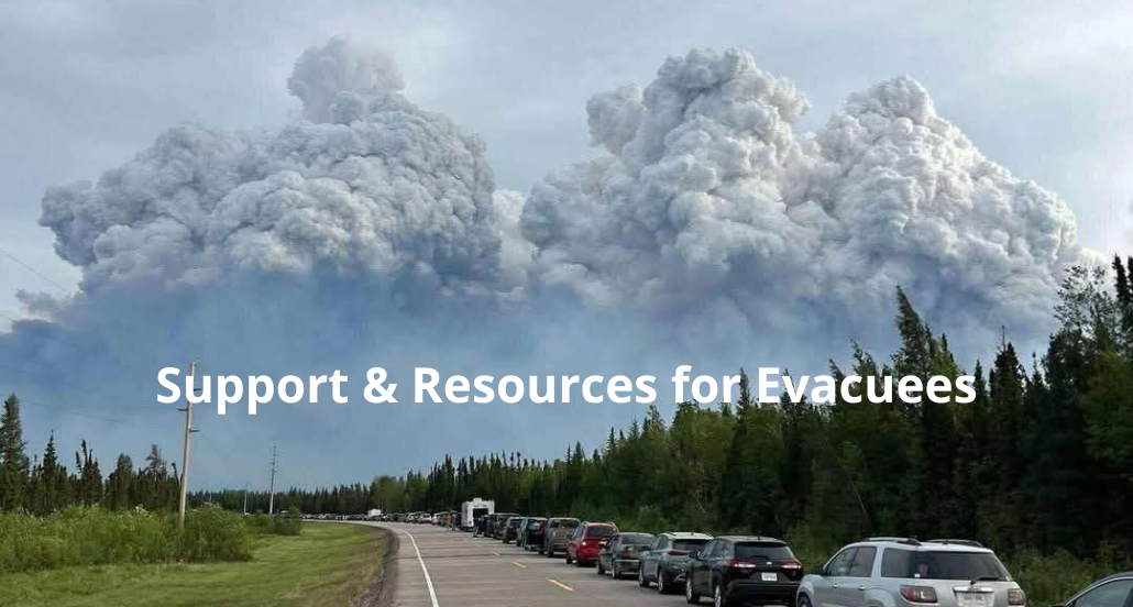 Image of line of cars evacuating North of Saskatchewan