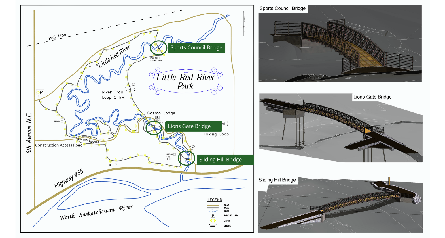 Map of Little Red Bridge replacement locations