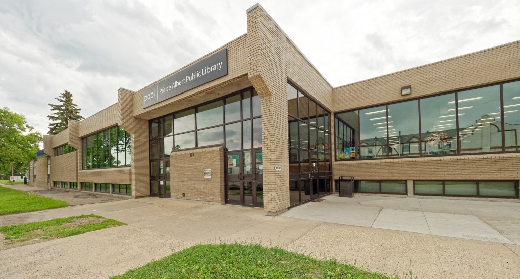 exterior of prince albert public library with new sign