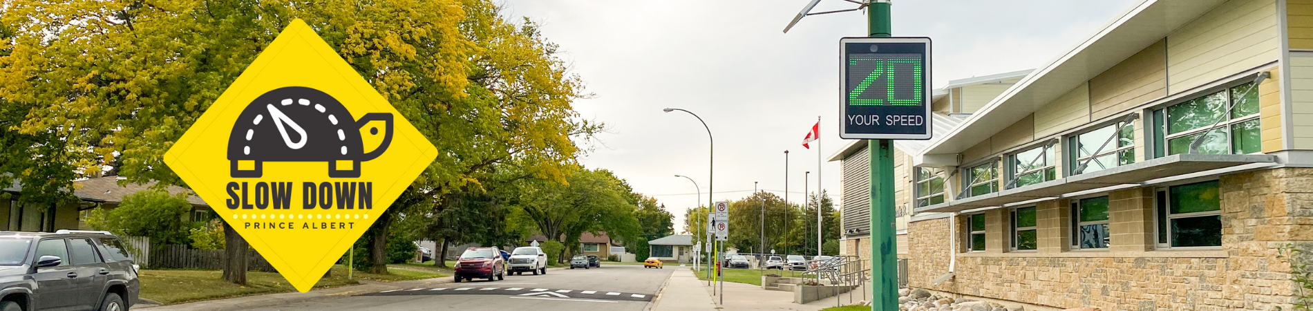 School with a raised crosswalk