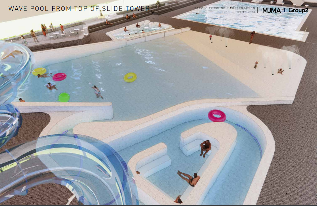 wave pool from top of slide rendering