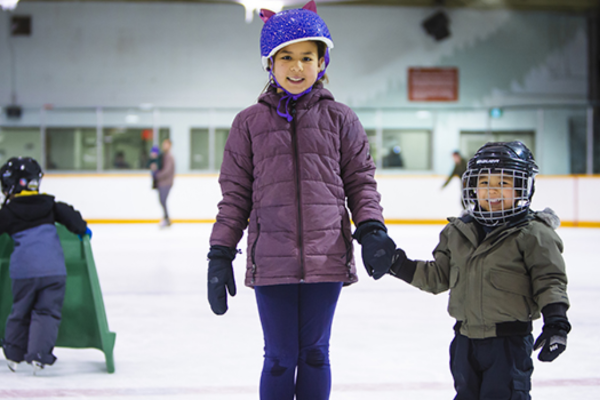 Father and son skating