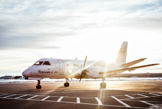 A docked airplane