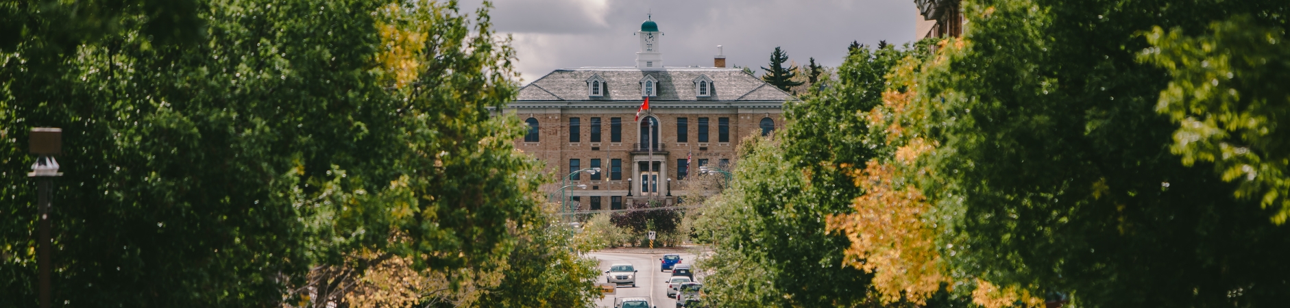 View of courthouse up on a hill